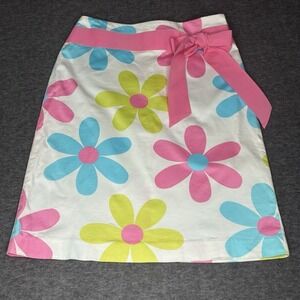 Grace Elements Floral Lined Multicolor Pink Bow Accent Skirt Womens Size 4